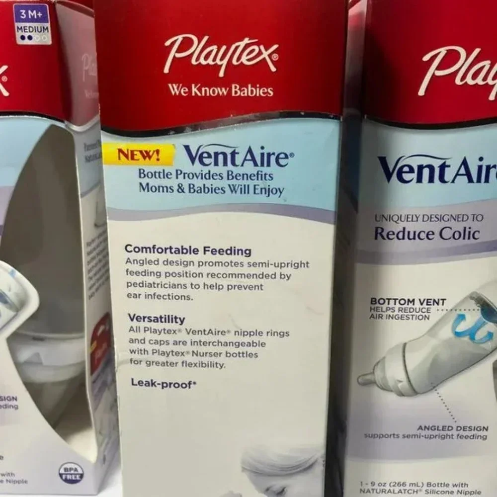 Playtex VentAire Bottom Vent Angled Baby Bottle 9oz NaturaLatch Silicone Nipple